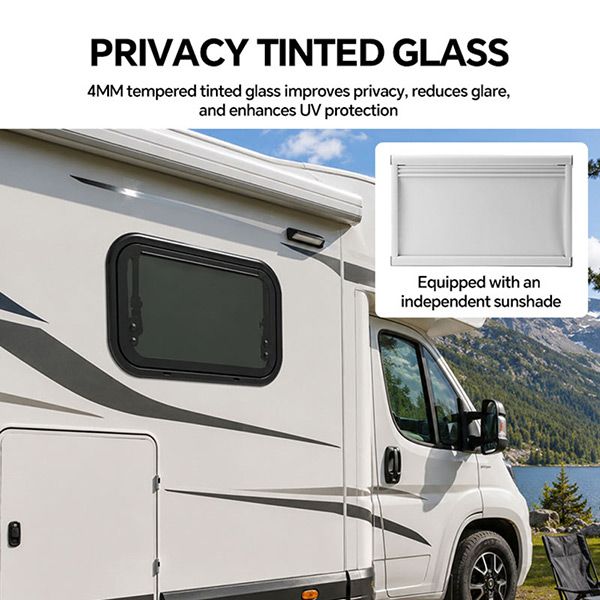 RV Tempered Push-out Window with Pleated Shade - 70A59N