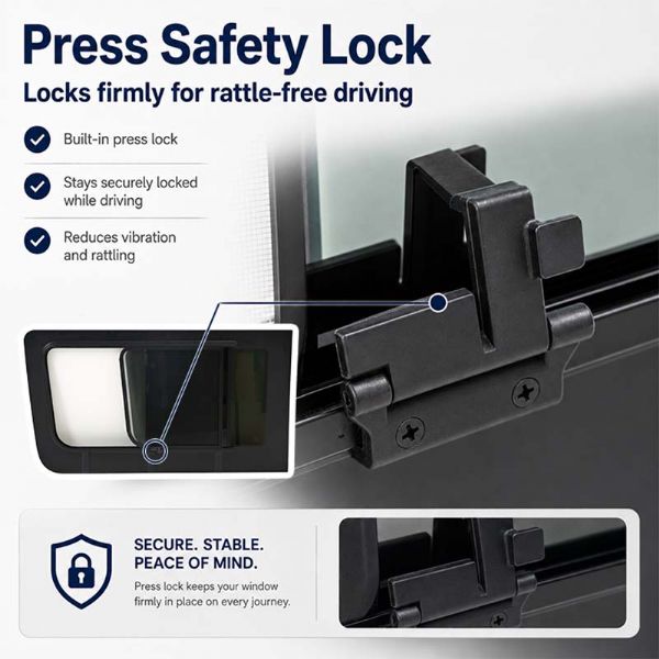 Wholesale Sprinter Camper Van Sliding Door Window with Tempered Glass, Insect Screen & EPDM Seal - 71C62A